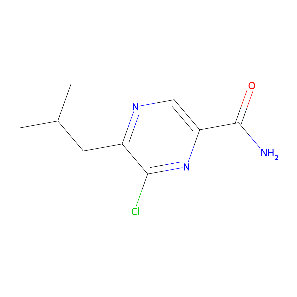 6-Chloro-5-isobutylpyrazine-2-carboxamide molecular structure, CAS 182244-16-2