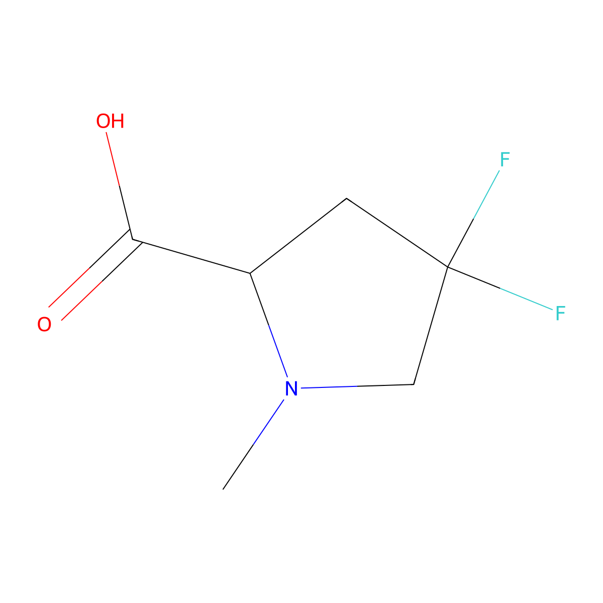 4,4-Difluoro-1-methylpyrrolidine-2-carboxylic acid molecular structure, CAS 1822441-74-6