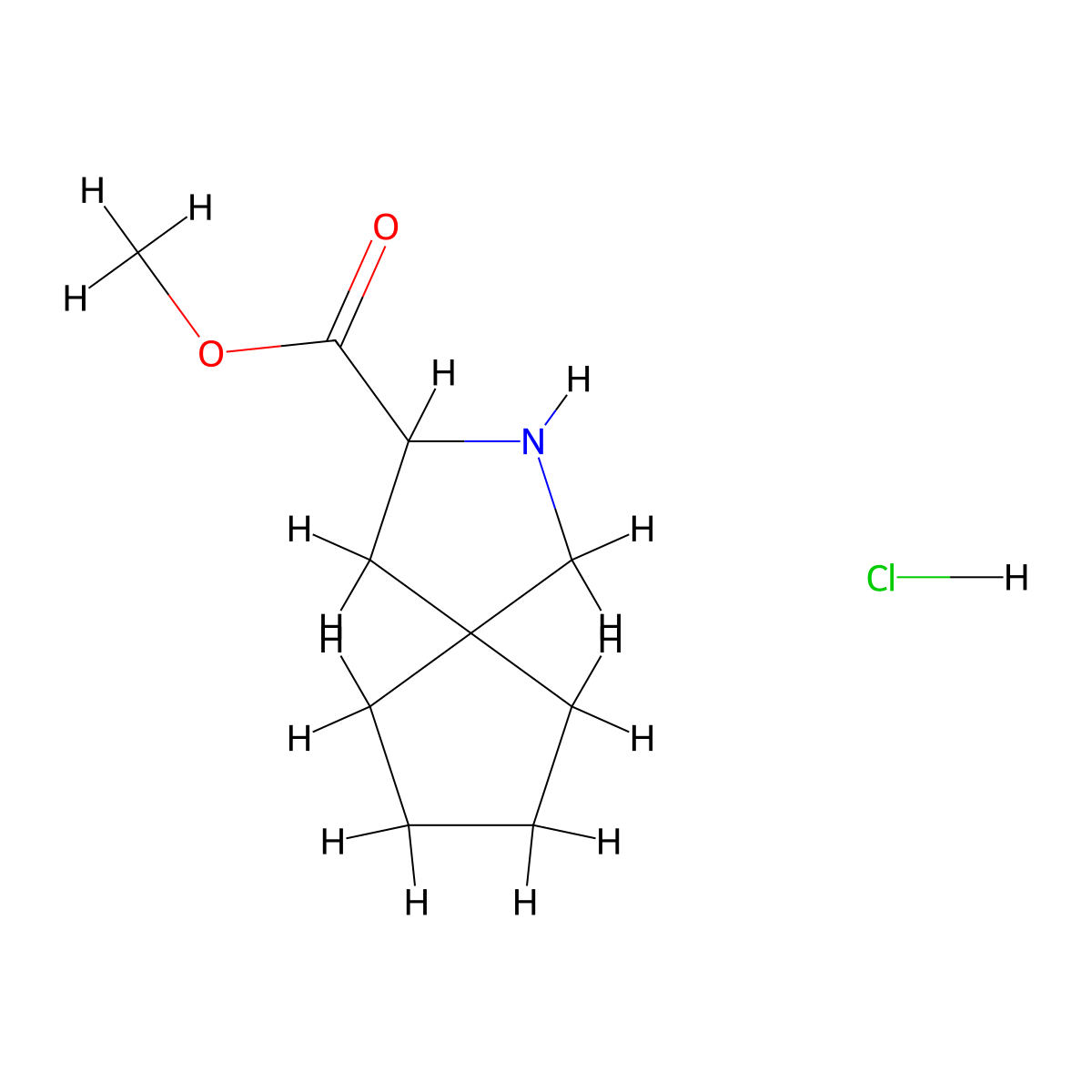 Methyl 2-azaspiro[4.4]nonane-3-carboxylate hydrochloride molecular structure, CAS 1822446-57-0