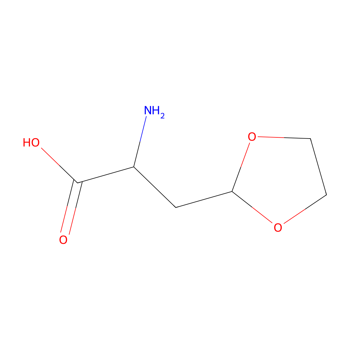 2-Amino-3-(1,3-dioxolan-2-yl)propanoic acid molecular structure, CAS 1822446-84-3