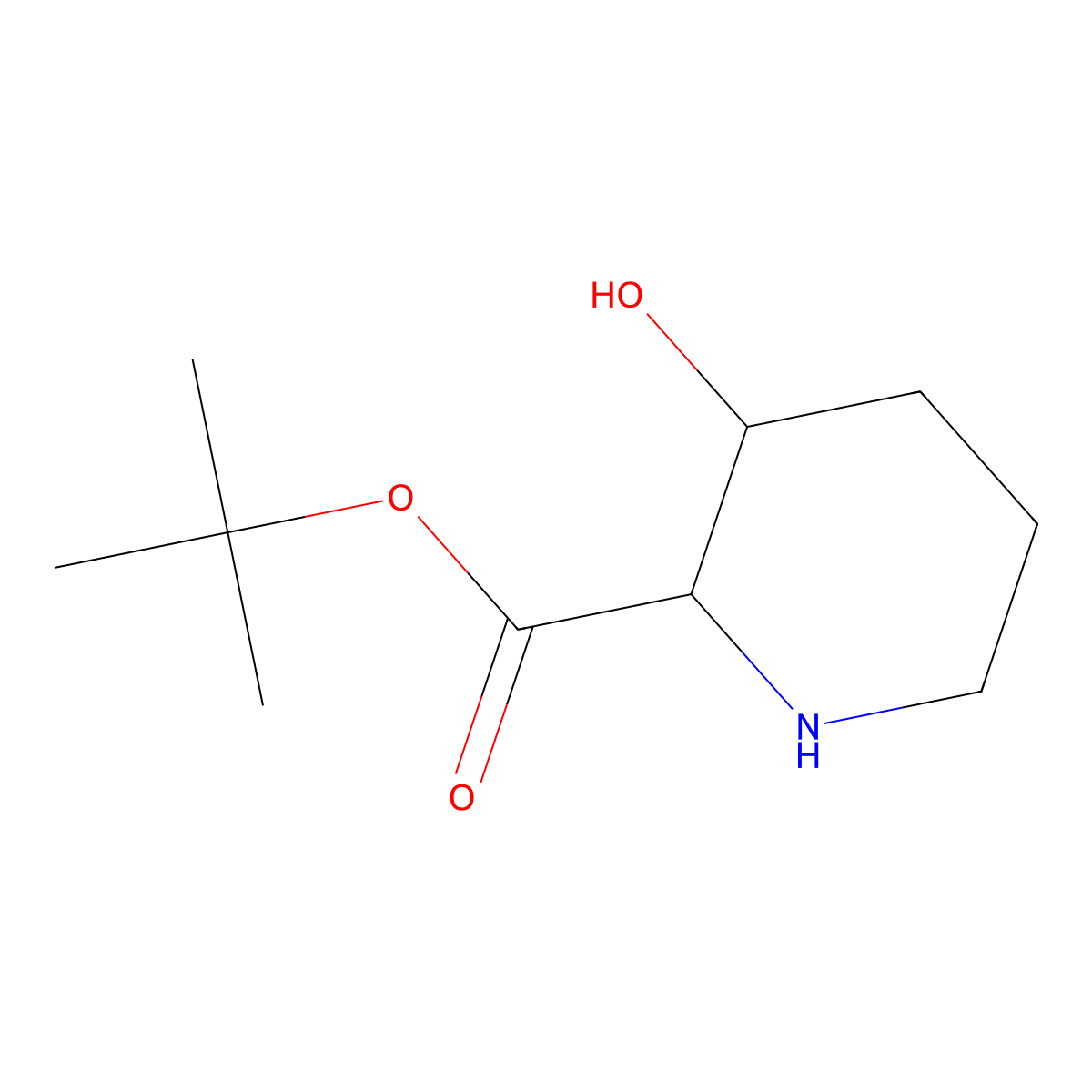Tert-butyl 3-hydroxypiperidine-2-carboxylate molecular structure, CAS 1822448-90-7