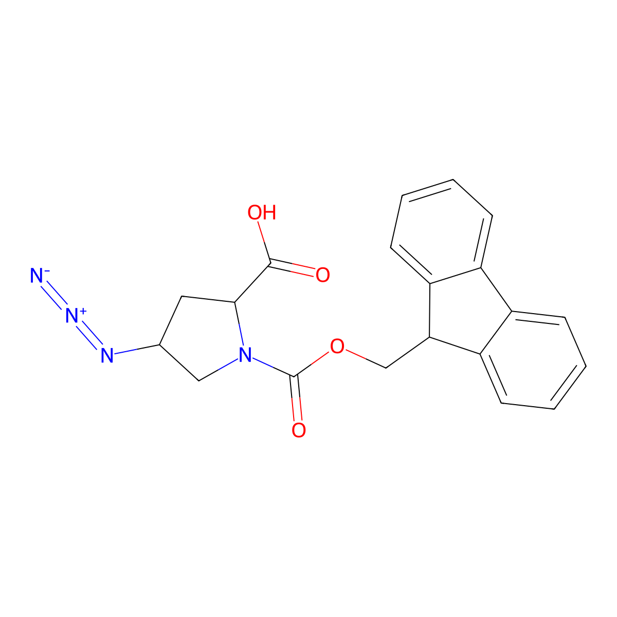 4-Azido-1-{[(9H-fluoren-9-YL)methoxy]carbonyl}pyrrolidine-2-carboxylic acid molecular structure, CAS 1822450-18-9