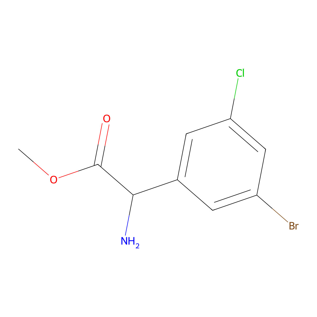 Methyl 2-amino-2-(3-bromo-5-chlorophenyl)acetate molecular structure, CAS 1822450-72-5