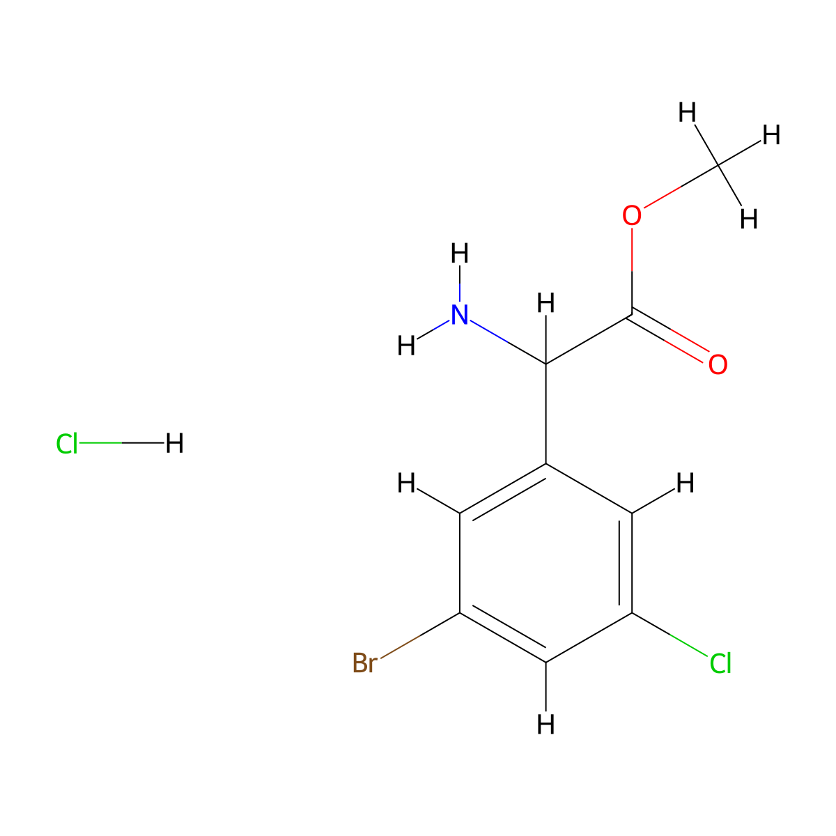 Methyl 2-amino-2-(3-bromo-5-chlorophenyl)acetate hydrochloride molecular structure, CAS 1822450-73-6