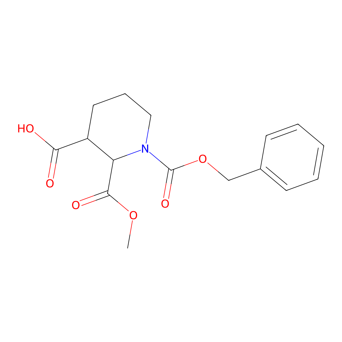2-Methoxycarbonyl-1-phenylmethoxycarbonylpiperidine-3-carboxylic acid molecular structure, CAS 1822450-76-9