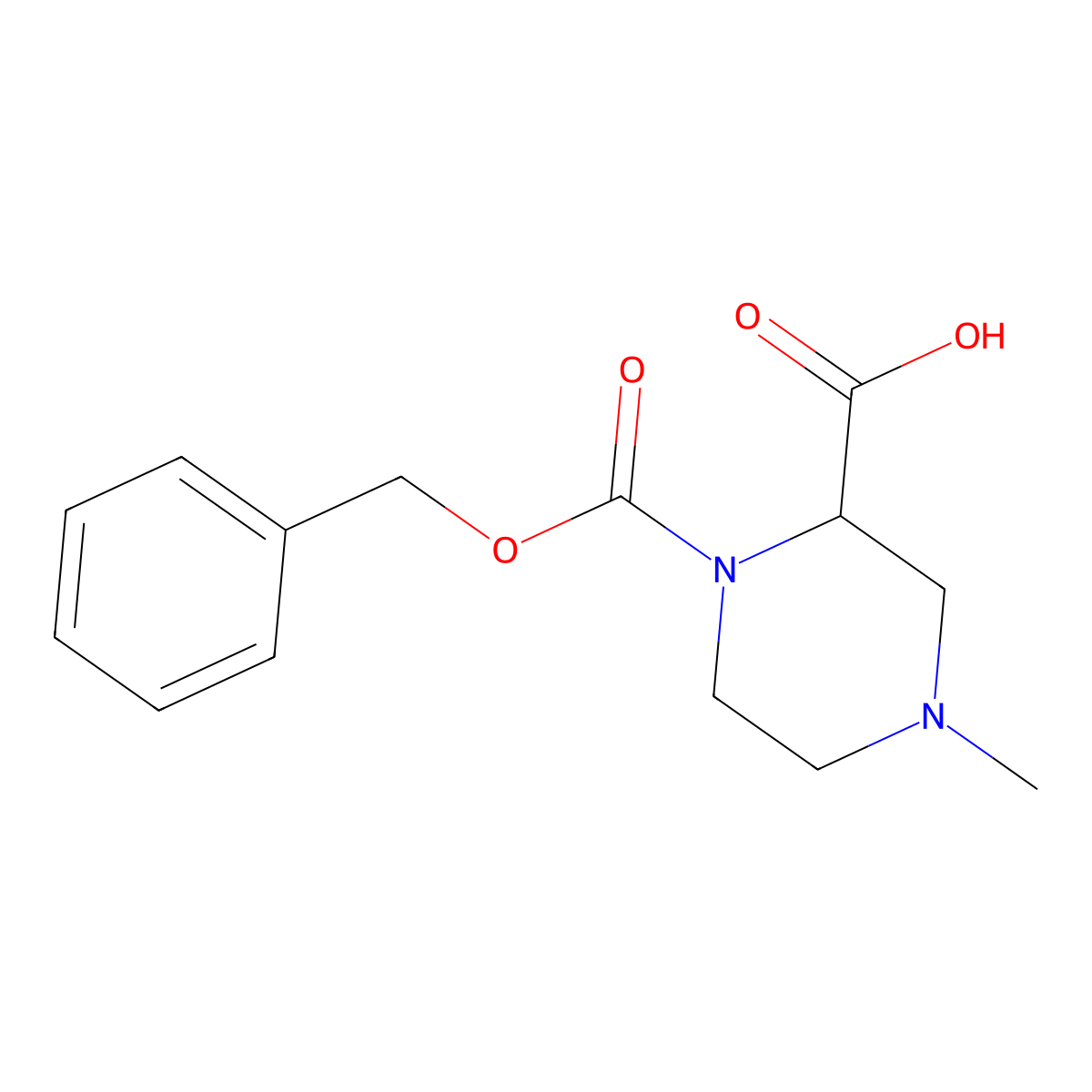 1-[(Benzyloxy)carbonyl]-4-methylpiperazine-2-carboxylic acid molecular structure, CAS 1822452-17-4