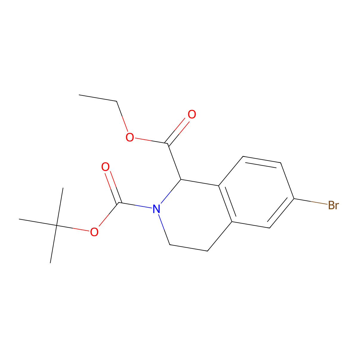 2-Tert-butyl 1-ethyl 6-bromo-1,2,3,4-tetrahydroisoquinoline-1,2-dicarboxylate molecular structure, CAS 1822452-19-6