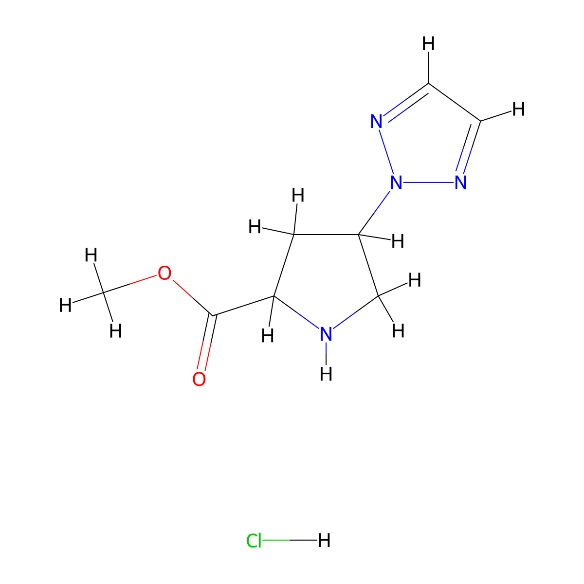 methyl 4-(2H-1,2,3-triazol-2-yl)pyrrolidine-2-carboxylate hydrochloride molecular structure, CAS 1822452-66-3