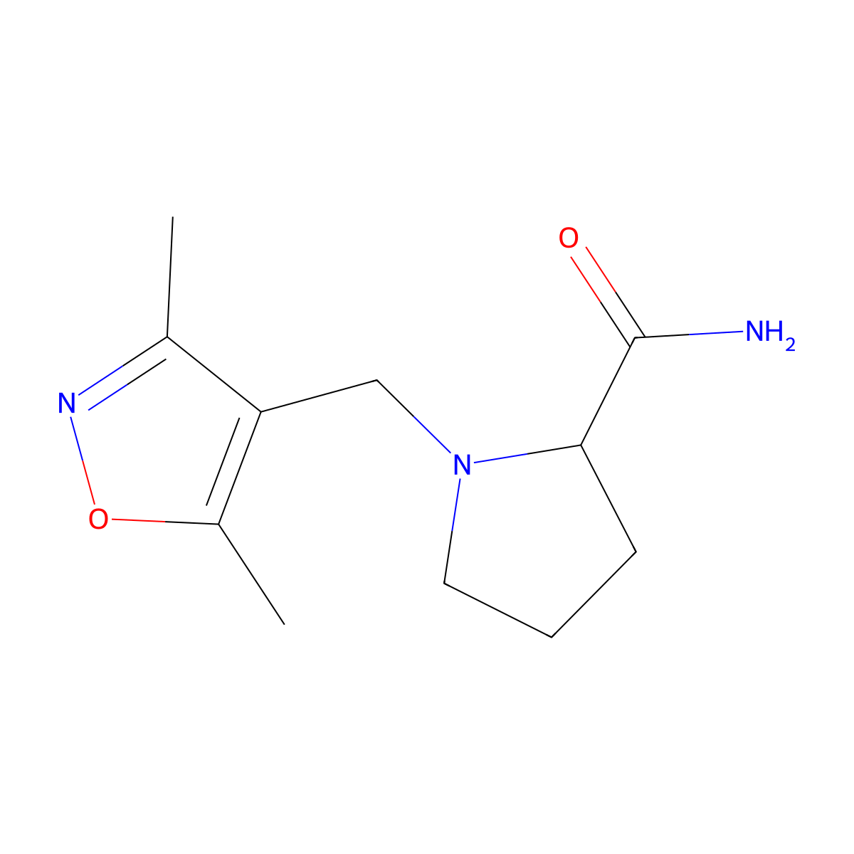 1-[(3,5-Dimethyl-1,2-oxazol-4-yl)methyl]pyrrolidine-2-carboxamide molecular structure, CAS 1822452-86-7