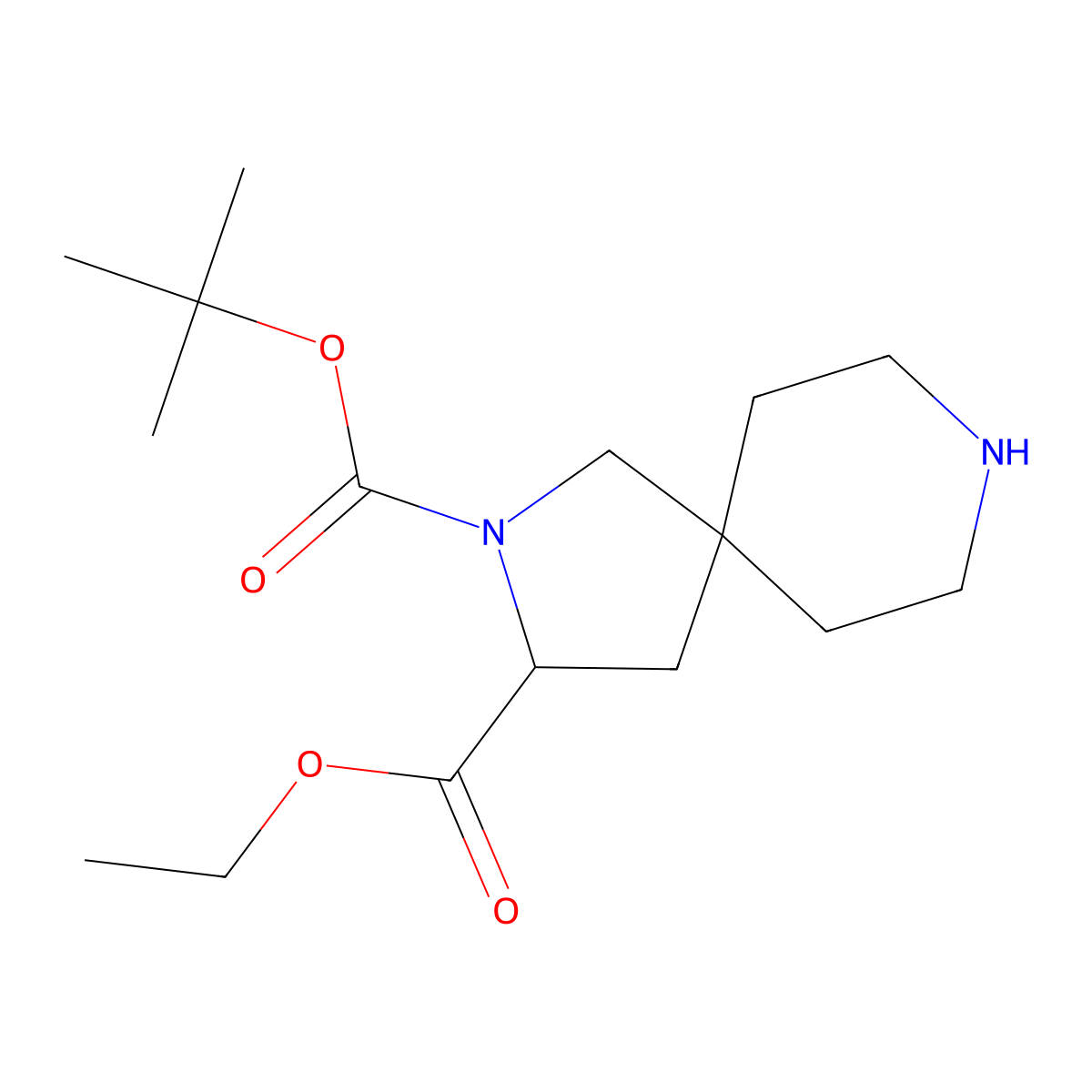 2-tert-Butyl 3-ethyl 2,8-diazaspiro[4.5]decane-2,3-dicarboxylate molecular structure, CAS 1822453-48-4