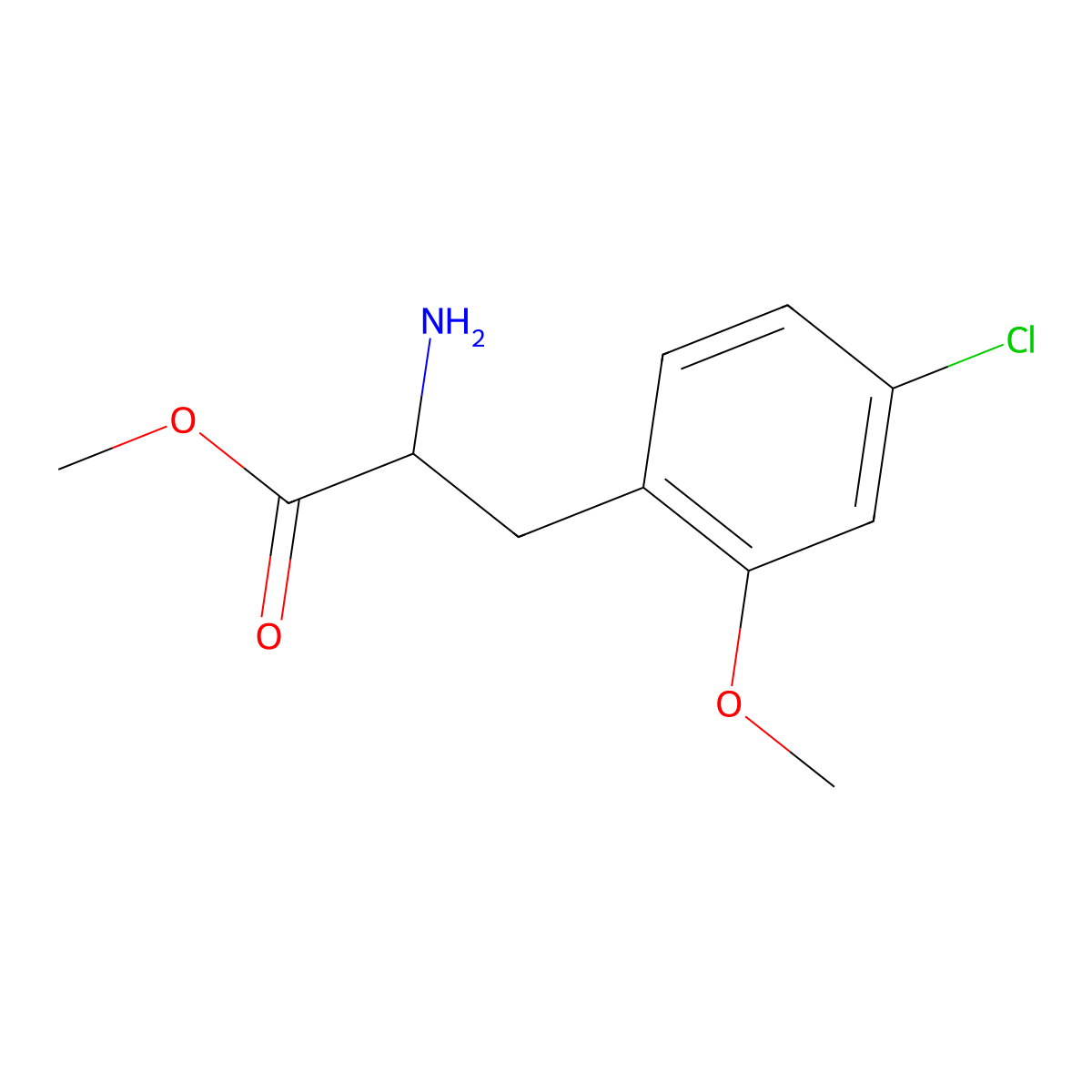 Methyl 2-amino-3-(4-chloro-2-methoxyphenyl)propanoate molecular structure, CAS 1822457-17-9