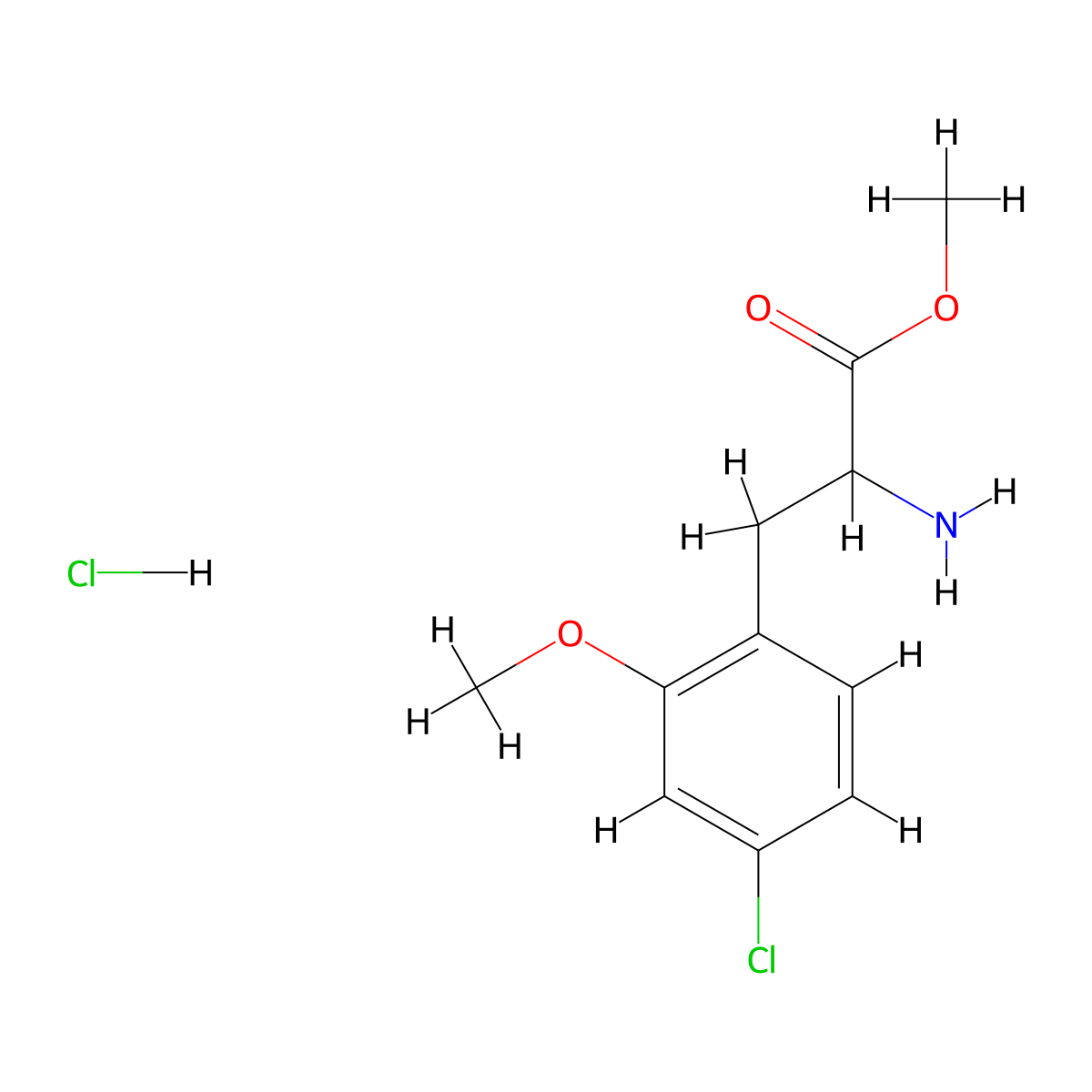 Methyl 2-amino-3-(4-chloro-2-methoxyphenyl)propanoate hydrochloride molecular structure, CAS 1822457-18-0