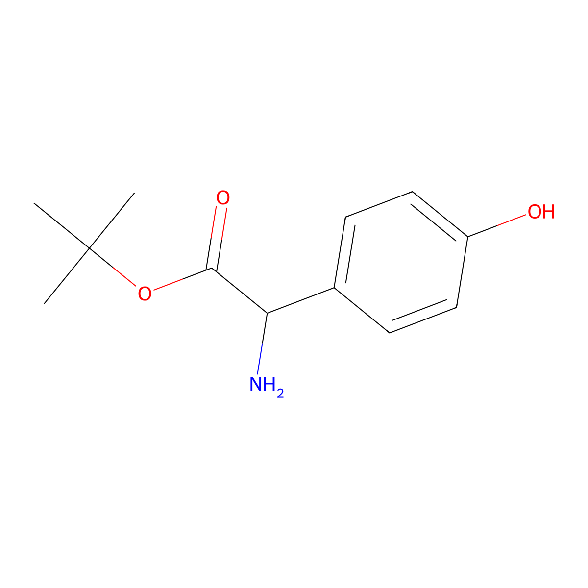 Tert-butyl 2-amino-2-(4-hydroxyphenyl)acetate molecular structure, CAS 1822460-31-0