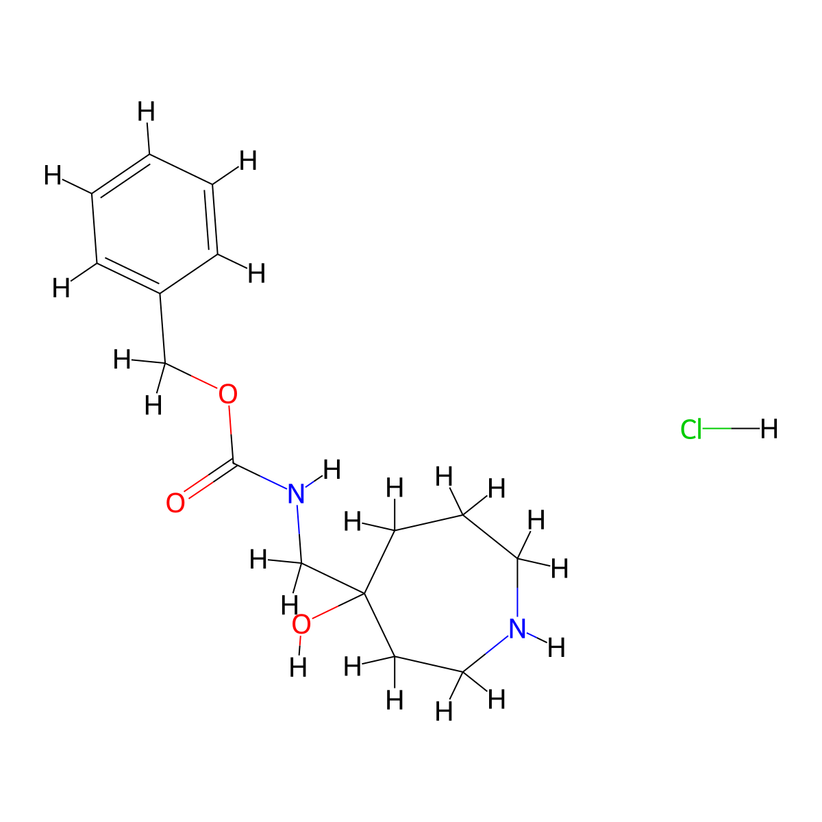 Benzyl ((4-hydroxyazepan-4-yl)methyl)carbamate hydrochloride molecular structure, CAS 1822460-56-9