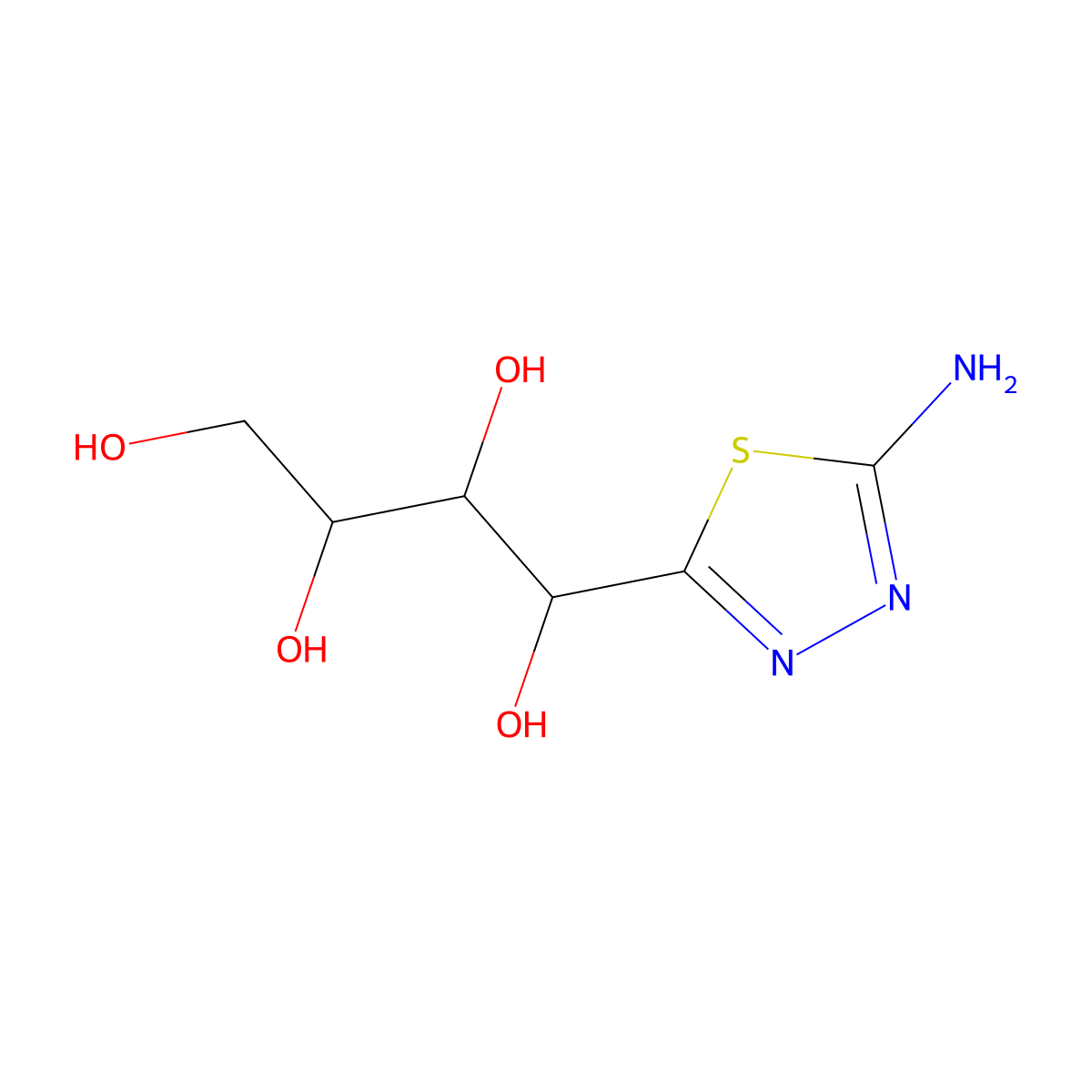 1-(5-Amino-1,3,4-thiadiazol-2-yl)butane-1,2,3,4-tetrol molecular structure, CAS 1822462-51-0