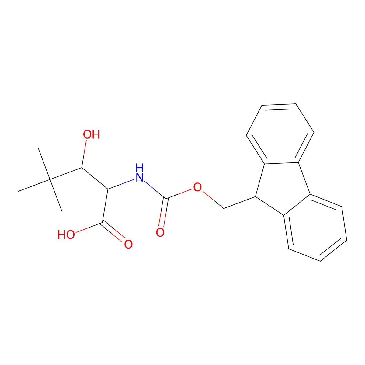2-({[(9H-fluoren-9-yl)methoxy]carbonyl}amino)-3-hydroxy-4,4-dimethylpentanoic acid molecular structure, CAS 1822470-13-2