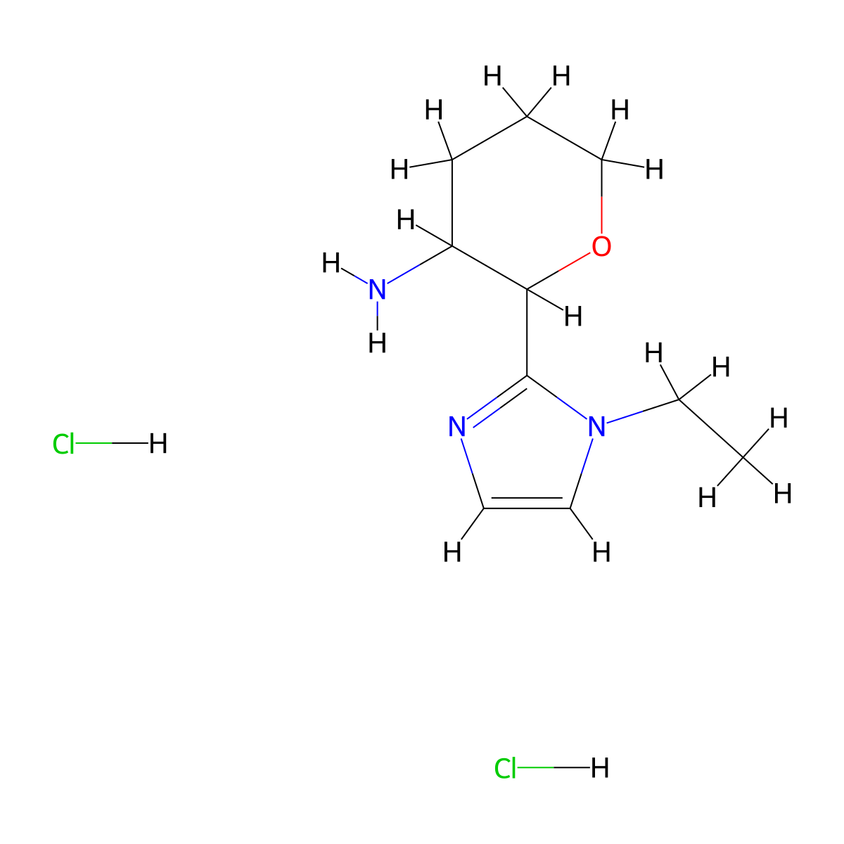 2-(1-Ethyl-1H-imidazol-2-yl)oxan-3-amine dihydrochloride molecular structure, CAS 1822470-44-9