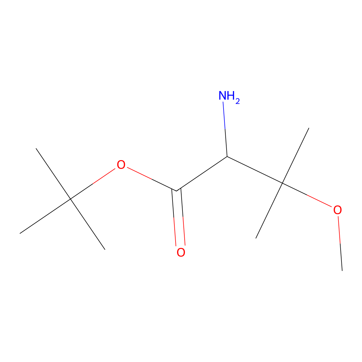 Tert-butyl 2-amino-3-methoxy-3-methylbutanoate molecular structure, CAS 1822475-05-7
