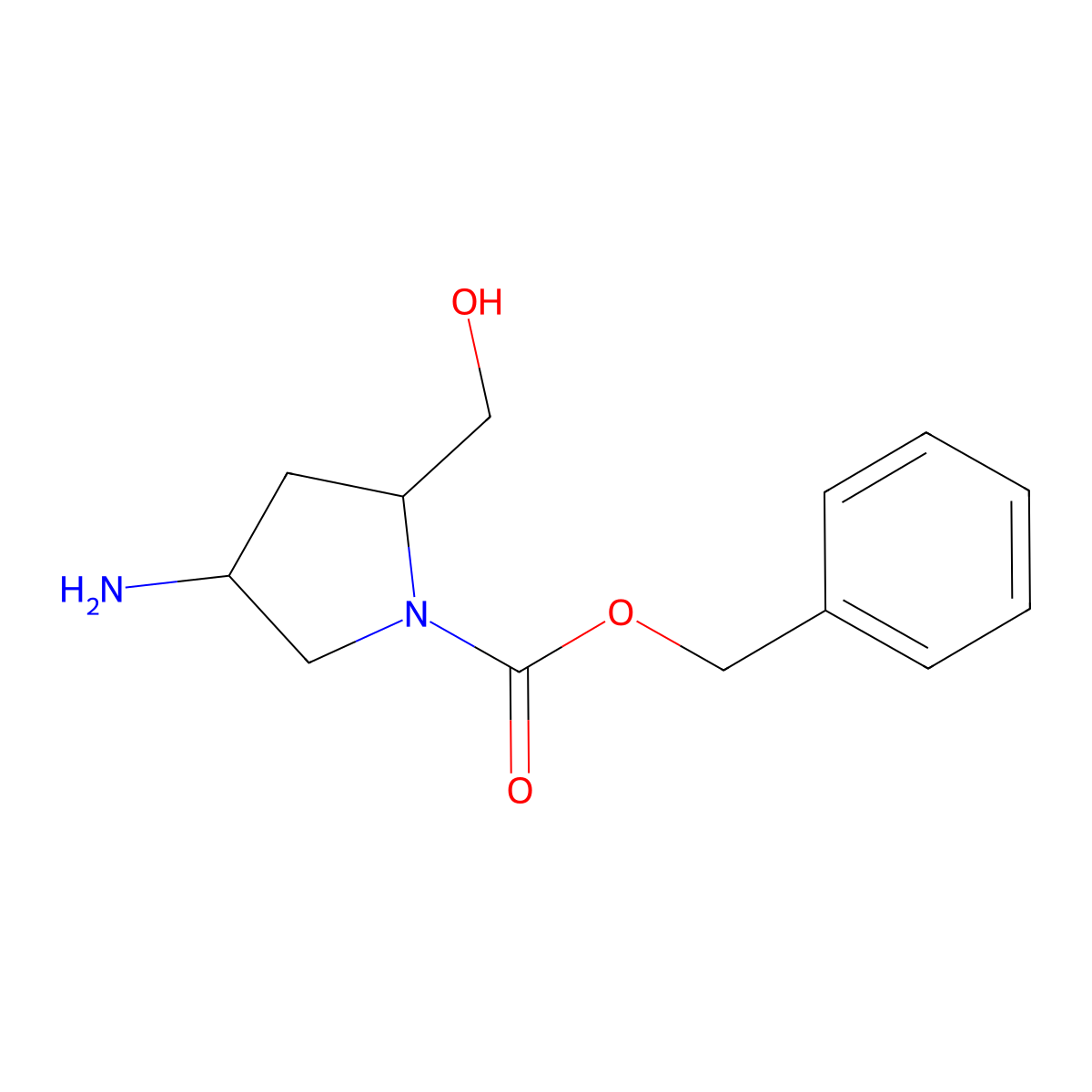 Benzyl 4-amino-2-(hydroxymethyl)pyrrolidine-1-carboxylate molecular structure, CAS 1822475-93-3