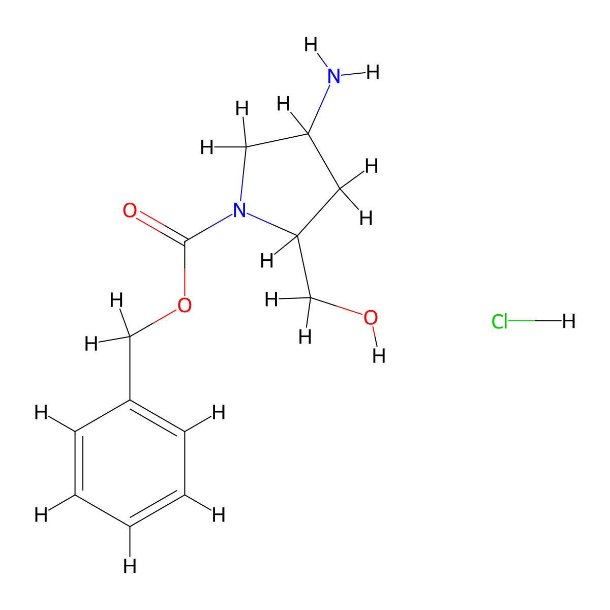Benzyl 4-amino-2-(hydroxymethyl)pyrrolidine-1-carboxylate hydrochloride molecular structure, CAS 1822475-94-4