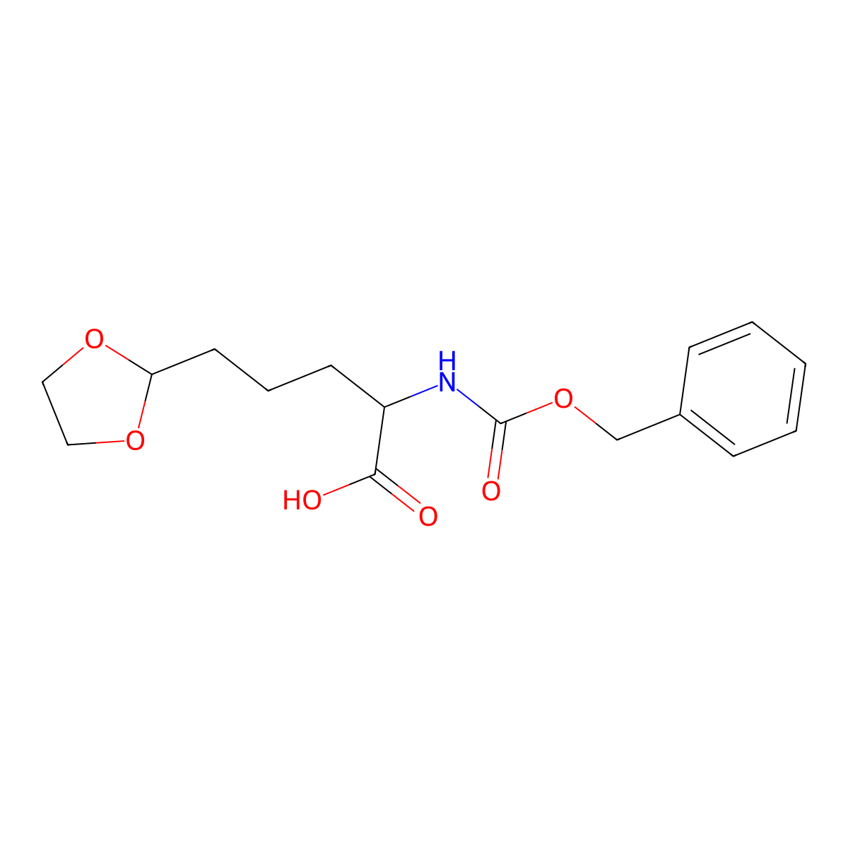2-{[(Benzyloxy)carbonyl]amino}-5-(1,3-dioxolan-2-yl)pentanoic acid molecular structure, CAS 1822479-12-8