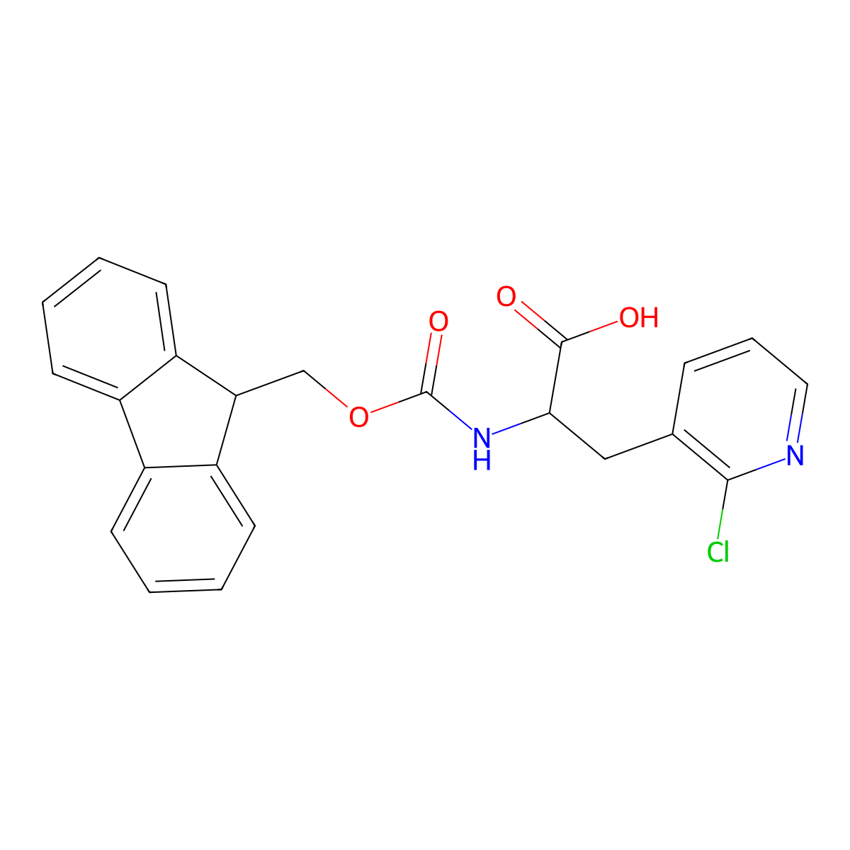 3-(2-chloropyridin-3-yl)-2-({[(9H-fluoren-9-yl)methoxy]carbonyl}amino)propanoic acid molecular structure, CAS 1822484-21-8