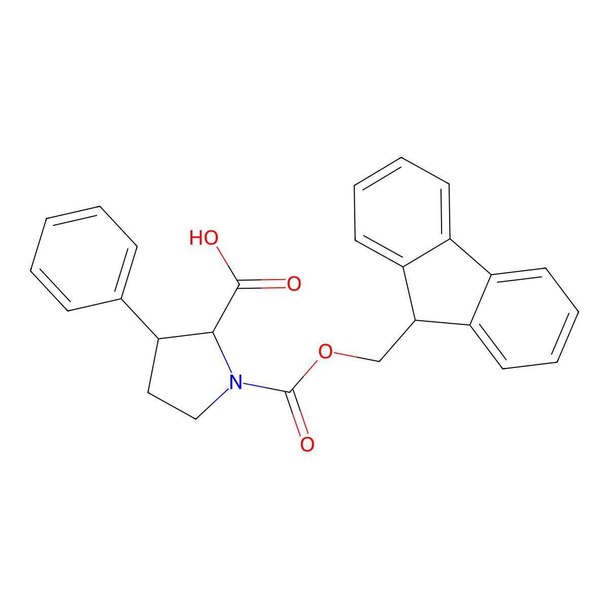 1-(9H-fluoren-9-ylmethoxycarbonyl)-3-phenylpyrrolidine-2-carboxylic acid molecular structure, CAS 1822484-24-1
