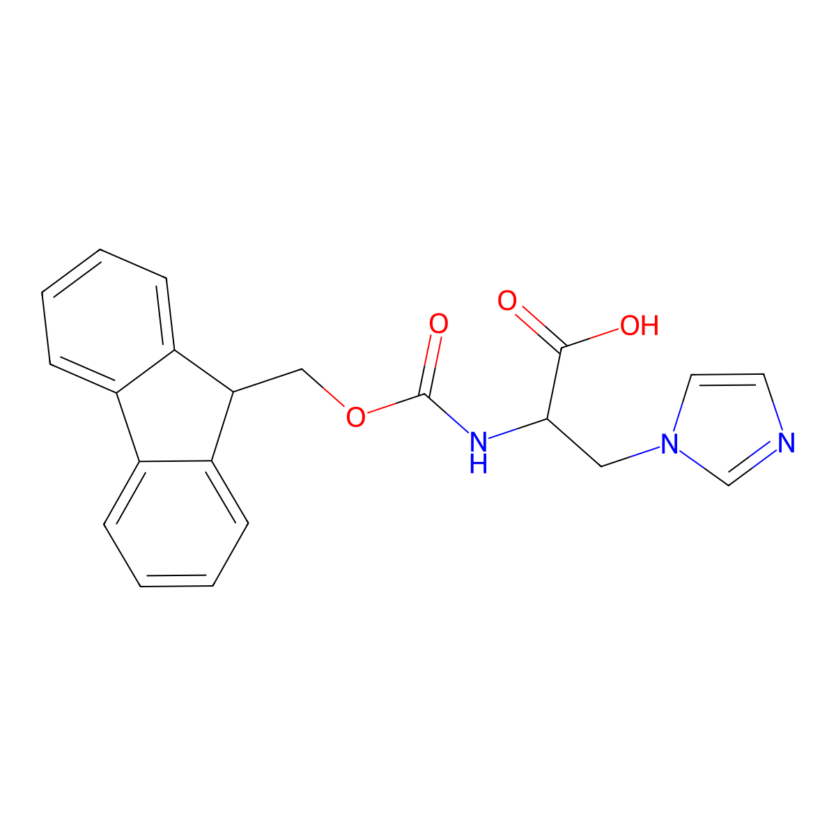 2-({[(9H-fluoren-9-yl)methoxy]carbonyl}amino)-3-(1H-imidazol-1-yl)propanoic acid molecular structure, CAS 1822485-60-8