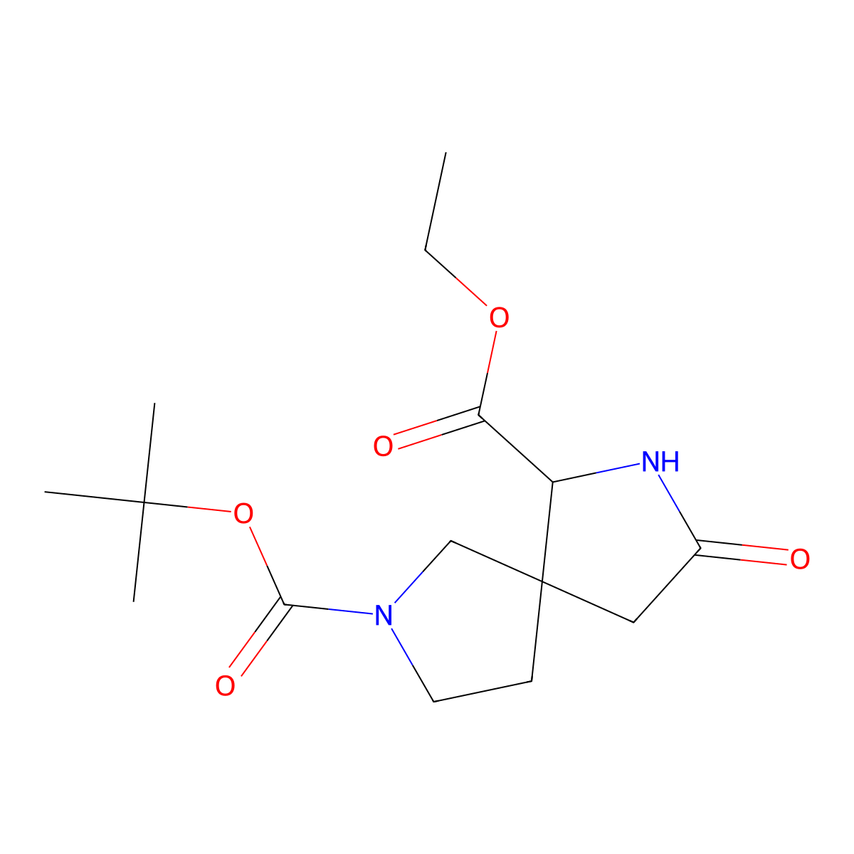 7-Tert-butyl 1-ethyl 3-oxo-2,7-diazaspiro[4.4]nonane-1,7-dicarboxylate molecular structure, CAS 1822486-34-9
