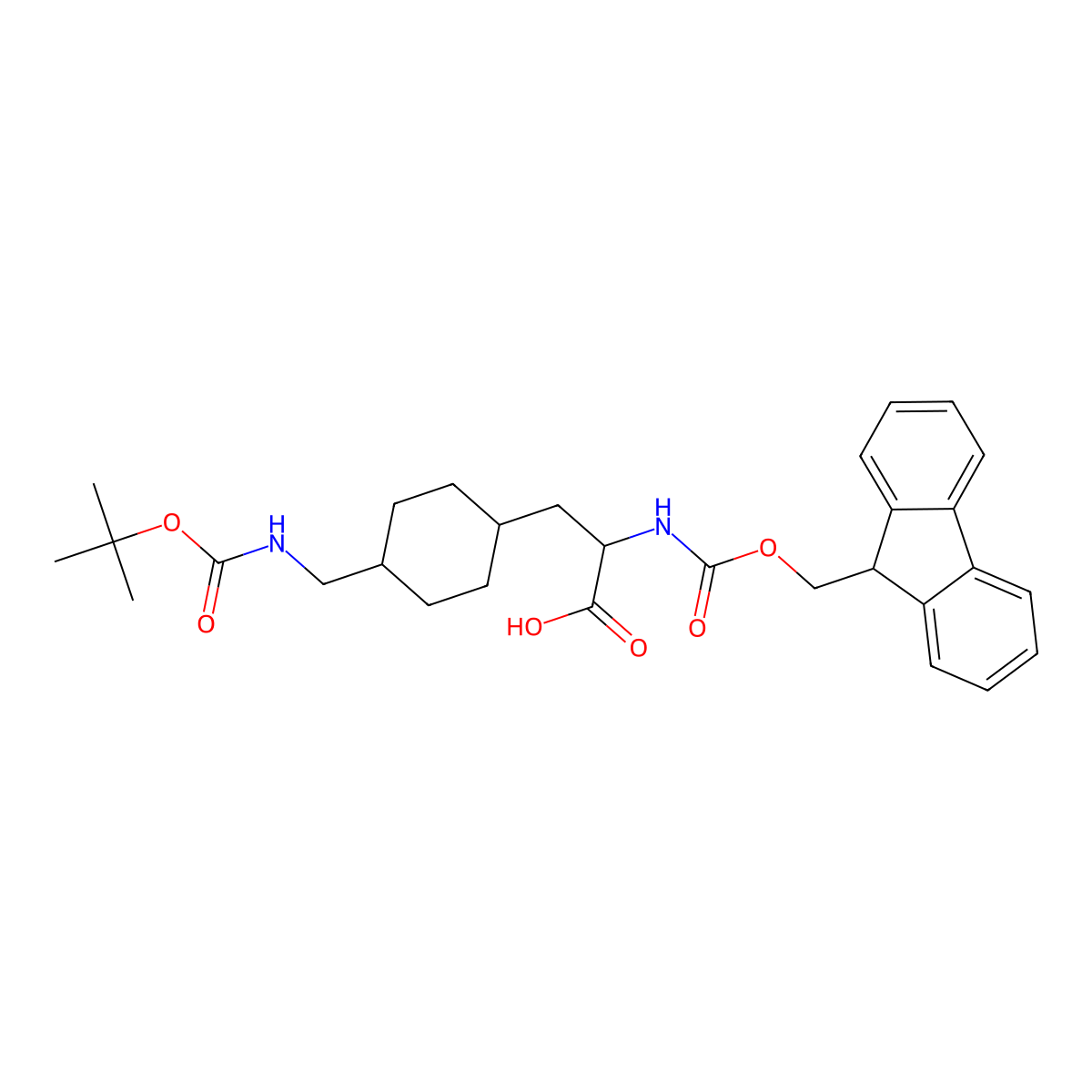 3-[4-({[(tert-butoxy)carbonyl]amino}methyl)cyclohexyl]-2-({[(9H-fluoren-9-yl)methoxy]carbonyl}amino)propanoic acid molecular structure, CAS 1822489-66-6