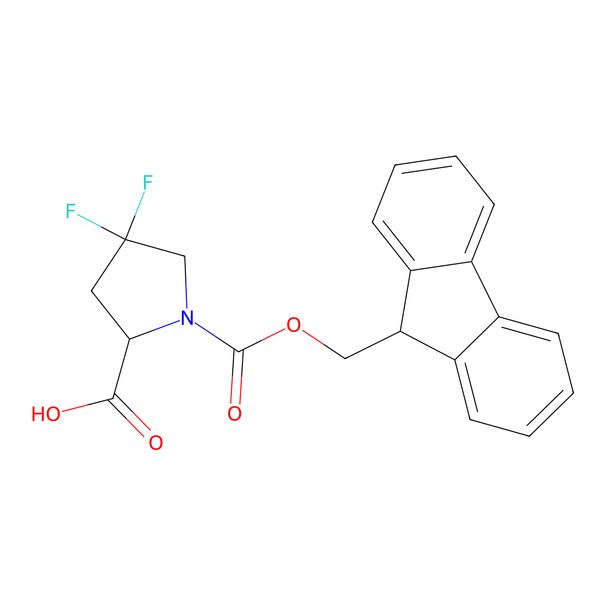 1-{[(9H-Fluoren-9-YL)methoxy]carbonyl}-4,4-difluoropyrrolidine-2-carboxylic acid molecular structure, CAS 1822492-40-9