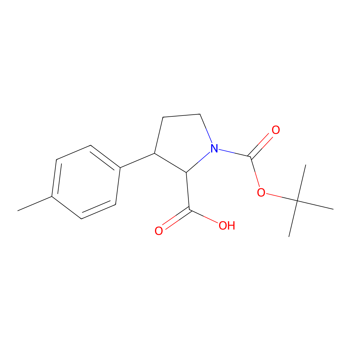 1-(tert-Butoxycarbonyl)-3-(4-methylphenyl)-2-pyrrolidinecarboxylic acid molecular structure, CAS 1822493-31-1