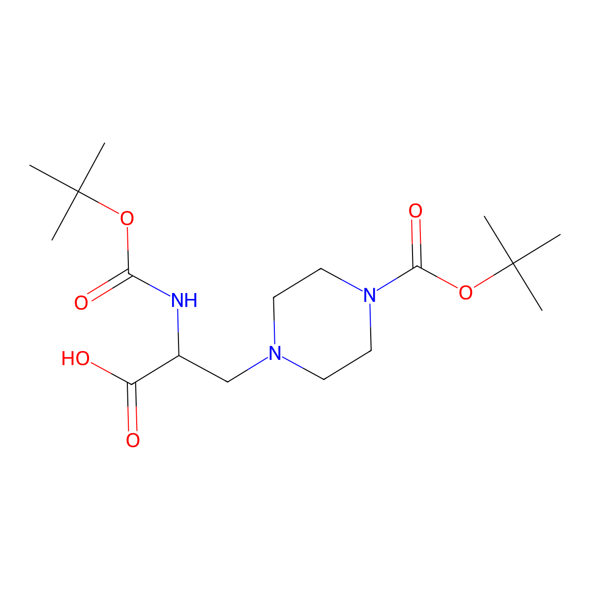 (R)-2-((tert-Butoxycarbonyl)amino)-3-(4-(tert-butoxycarbonyl)piperazin-1-yl)propanoic acid molecular structure, CAS 1822494-27-8