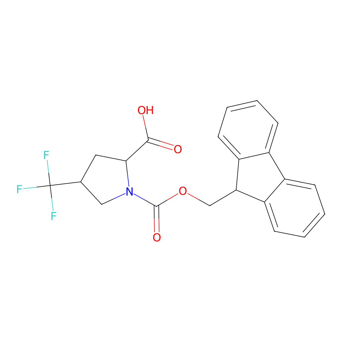 1-(((9H-Fluoren-9-yl)methoxy)carbonyl)-4-(trifluoromethyl)pyrrolidine-2-carboxylic acid molecular structure, CAS 1822498-26-9