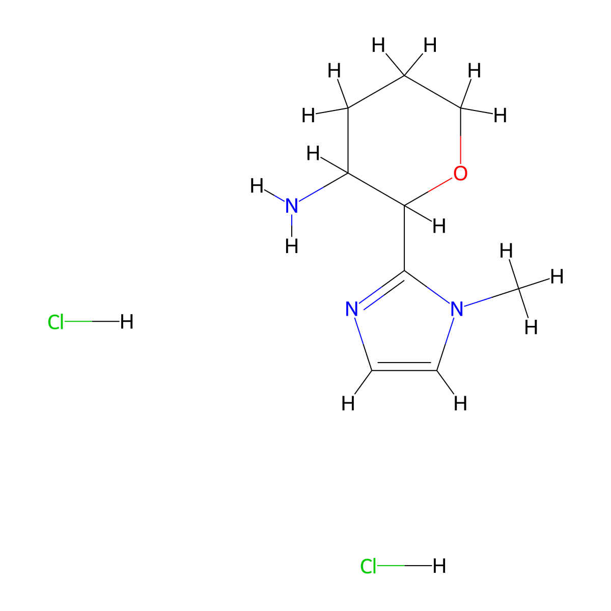 2-(1-Methyl-1H-imidazol-2-yl)oxan-3-amine dihydrochloride molecular structure, CAS 1822499-67-1