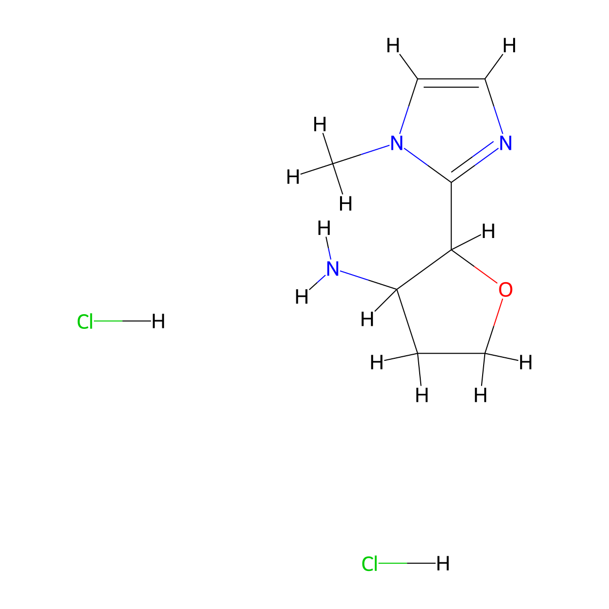 2-(1-Methyl-1H-imidazol-2-yl)oxolan-3-amine dihydrochloride molecular structure, CAS 1822499-82-0