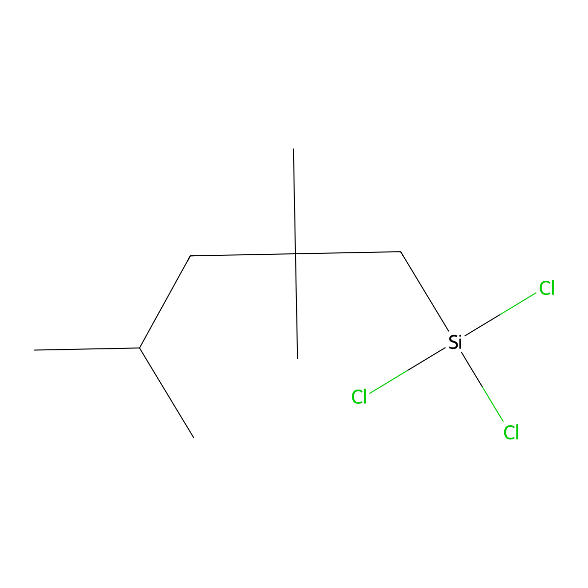 Trichloro(2,2,4-trimethylpentyl)silane molecular structure, CAS 18225-09-7