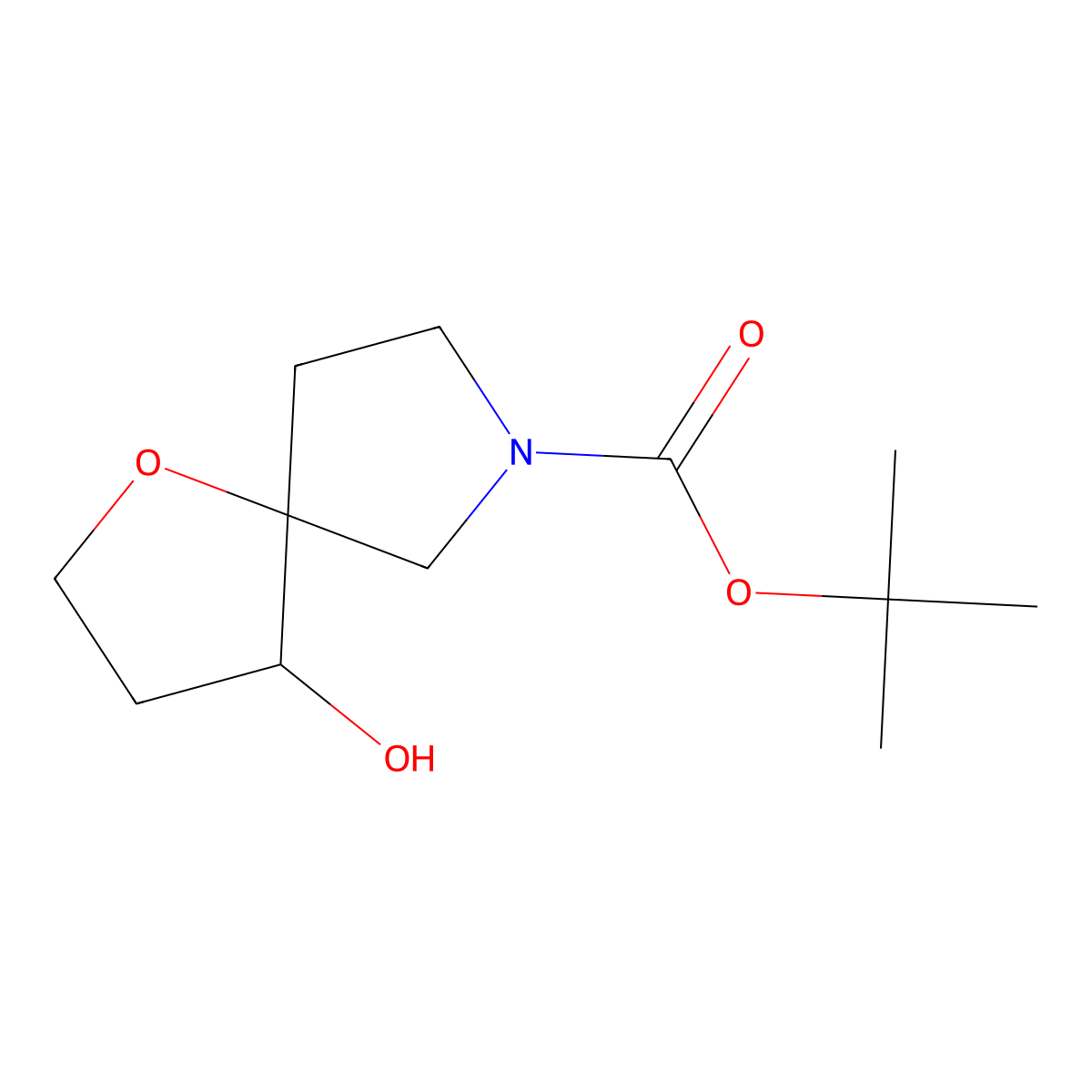 tert-Butyl 4-hydroxy-1-oxa-7-azaspiro[4.4]nonane-7-carboxylate molecular structure, CAS 1822505-03-2