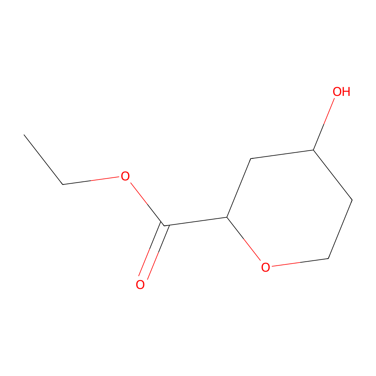 Ethyl 4-hydroxyoxane-2-carboxylate molecular structure, CAS 1822505-24-7