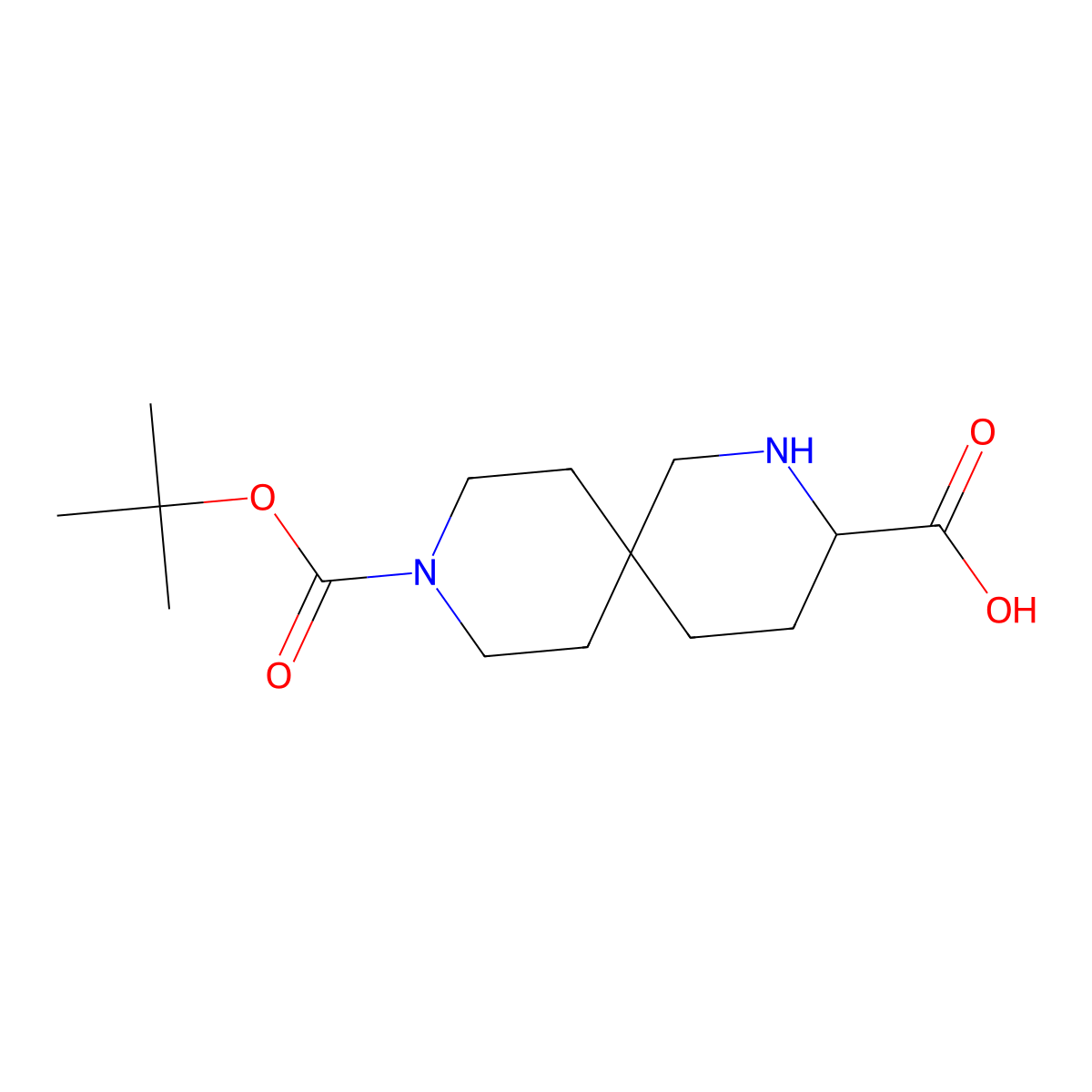 9-(tert-Butoxycarbonyl)-2,9-diazaspiro[5.5]undecane-3-carboxylic acid molecular structure, CAS 1822505-41-8