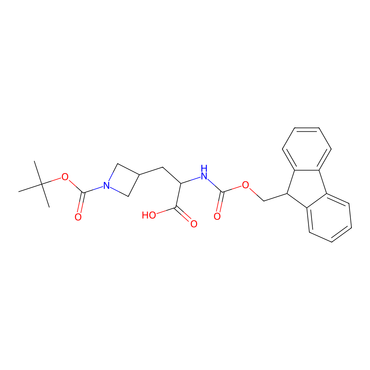 3-(1-((tert-butoxy)carbonyl)azetidin-3-yl)-2-((((9H-fluoren-9-yl)methoxy)carbonyl)amino)propanoic acid molecular structure, CAS 1822505-56-5