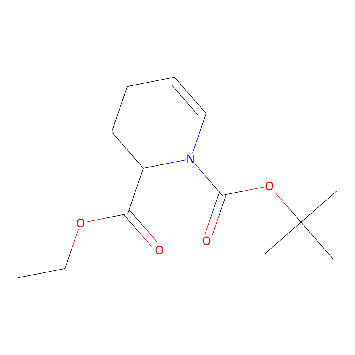 1-tert-butyl 2-ethyl 3,4-dihydropyridine-1,2(2H)-dicarboxylate molecular structure, CAS 1822508-06-4