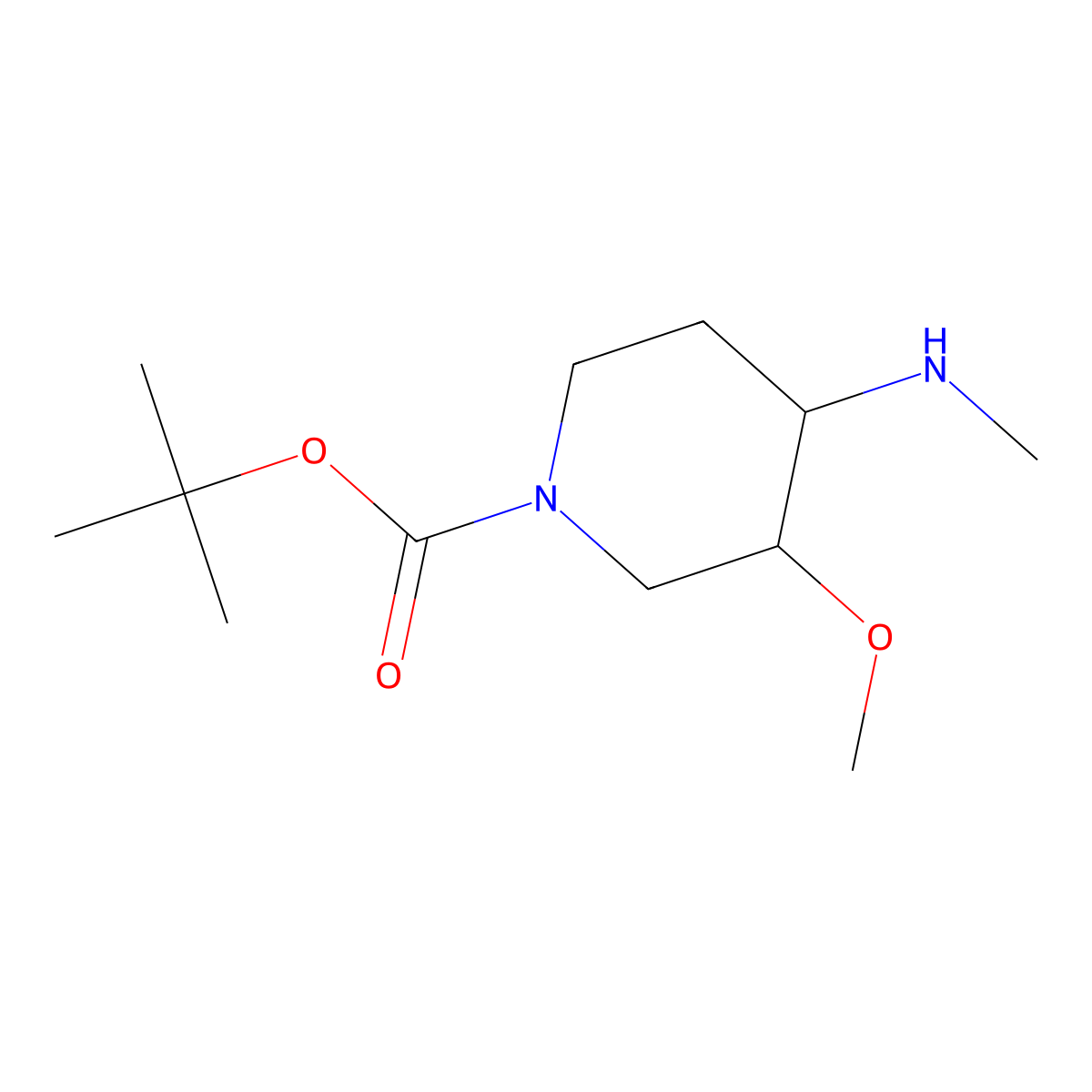 tert-Butyl 3-methoxy-4-(methylamino)piperidine-1-carboxylate molecular structure, CAS 1822510-75-7