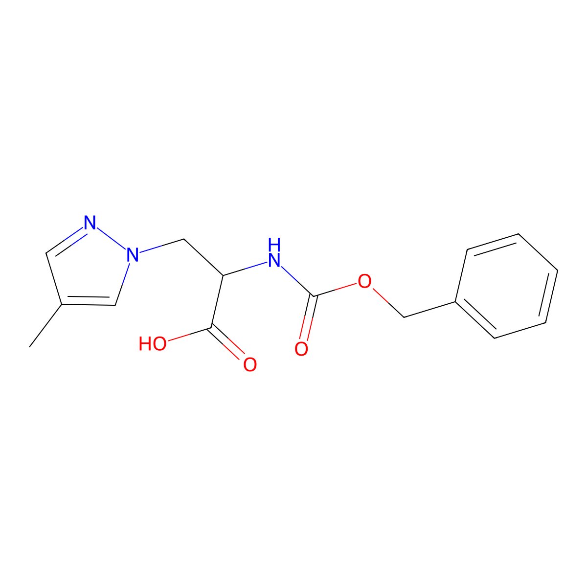 2-{[(benzyloxy)carbonyl]amino}-3-(4-methyl-1H-pyrazol-1-yl)propanoic acid molecular structure, CAS 1822512-02-6