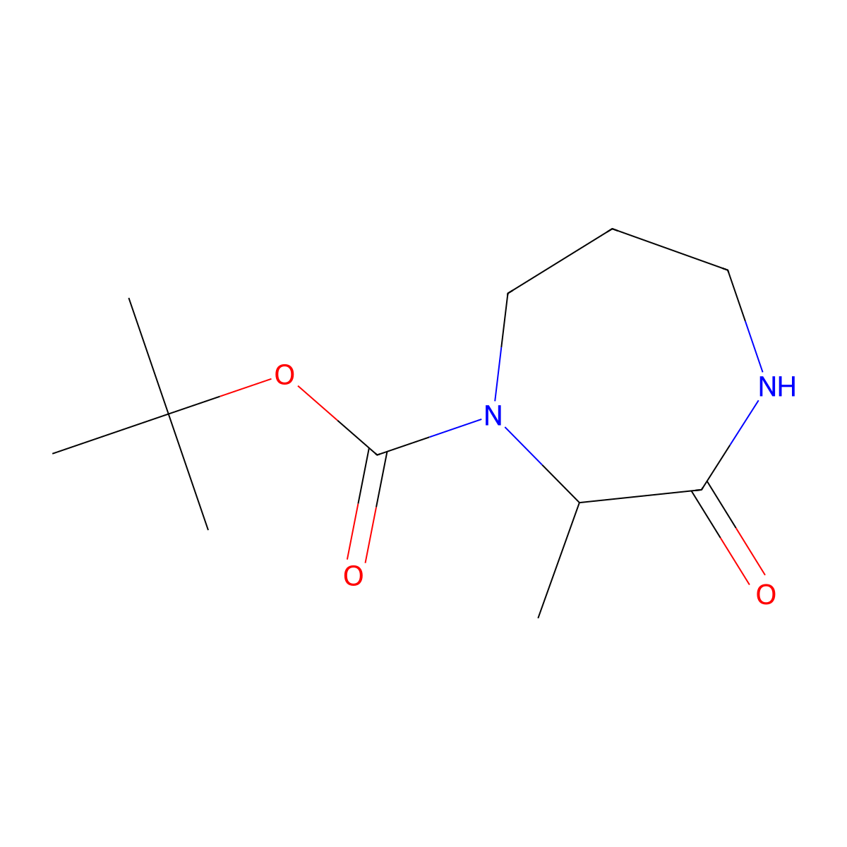 Tert-butyl 2-methyl-3-oxo-1,4-diazepane-1-carboxylate molecular structure, CAS 1822516-27-7