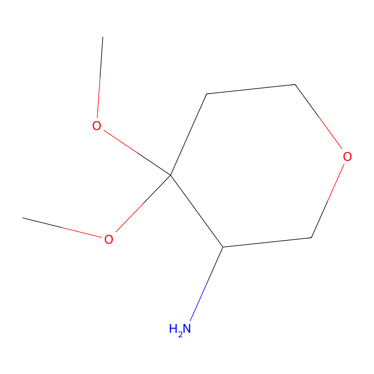 4,4-Dimethoxyoxan-3-amine molecular structure, CAS 1822518-54-6