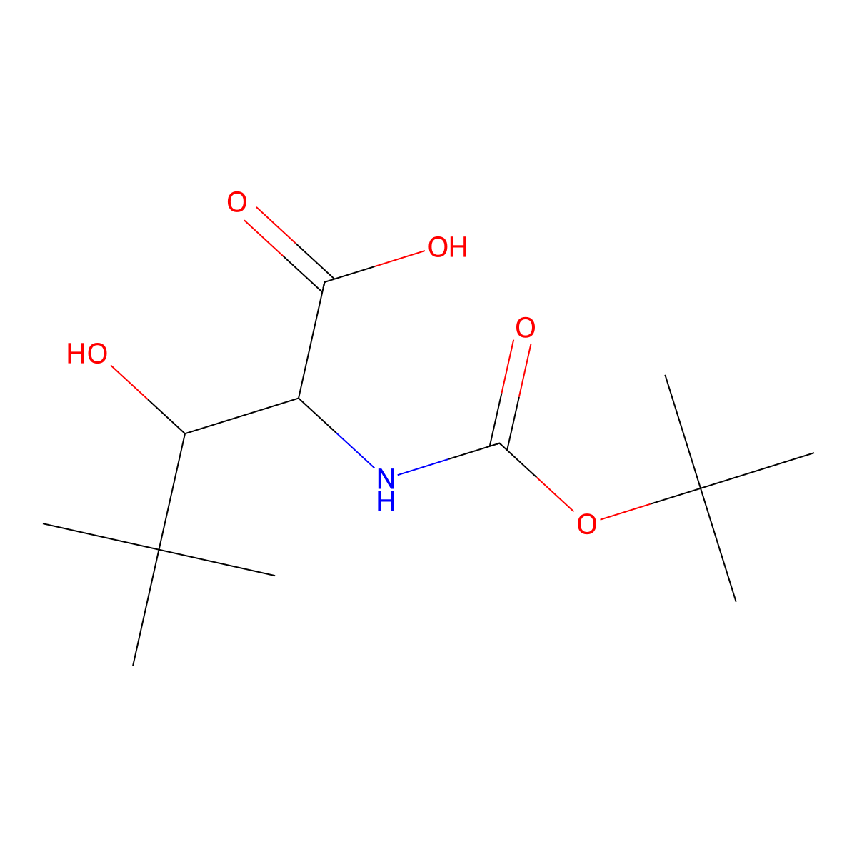 2-((tert-Butoxycarbonyl)amino)-3-hydroxy-4,4-dimethylpentanoic acid molecular structure, CAS 1822518-61-5