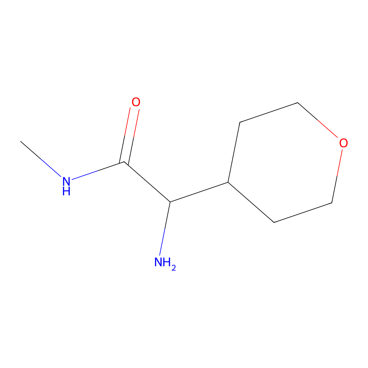 2-amino-N-methyl-2-(oxan-4-yl)acetamide molecular structure, CAS 1822520-27-3