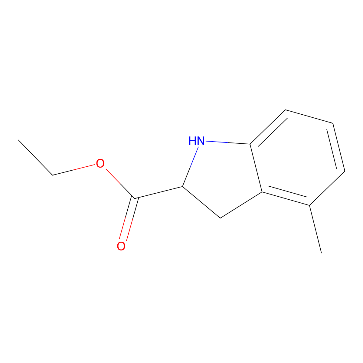 Ethyl 4-methyl-2,3-dihydro-1H-indole-2-carboxylate molecular structure, CAS 1822521-41-4