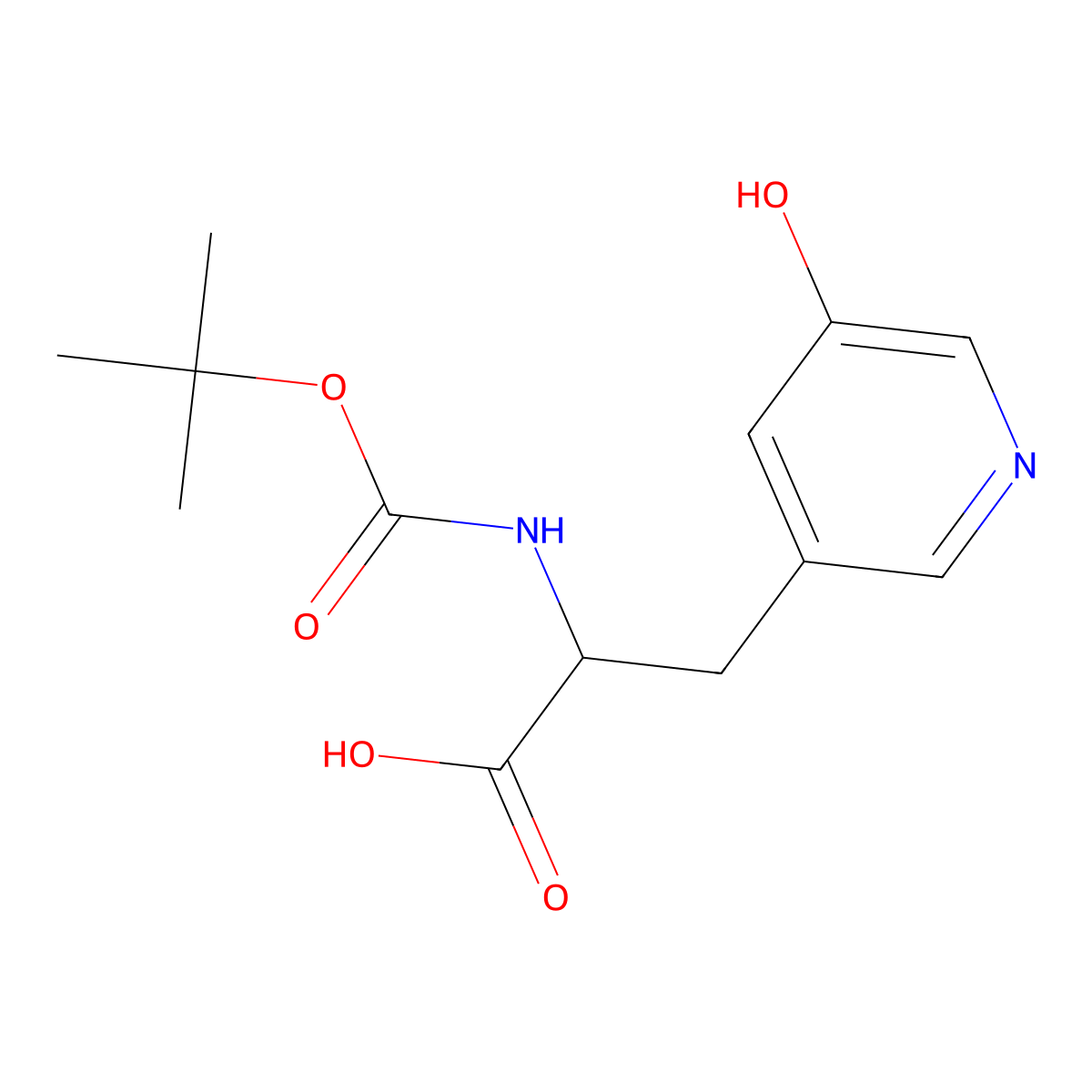 2-{[(Tert-butoxy)carbonyl]amino}-3-(5-hydroxypyridin-3-yl)propanoic acid molecular structure, CAS 1822525-70-1